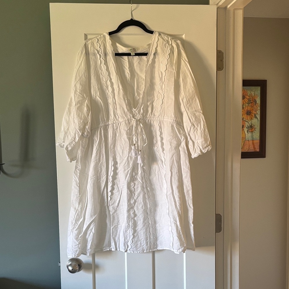 J. Crew White Eyelet V-Neck Mini Dress